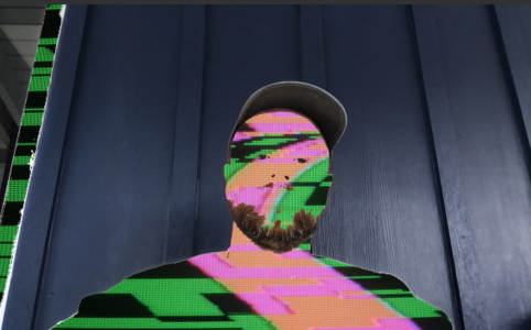 Image of sean that looks like a magnet has been pressed on a CRT monitor.
